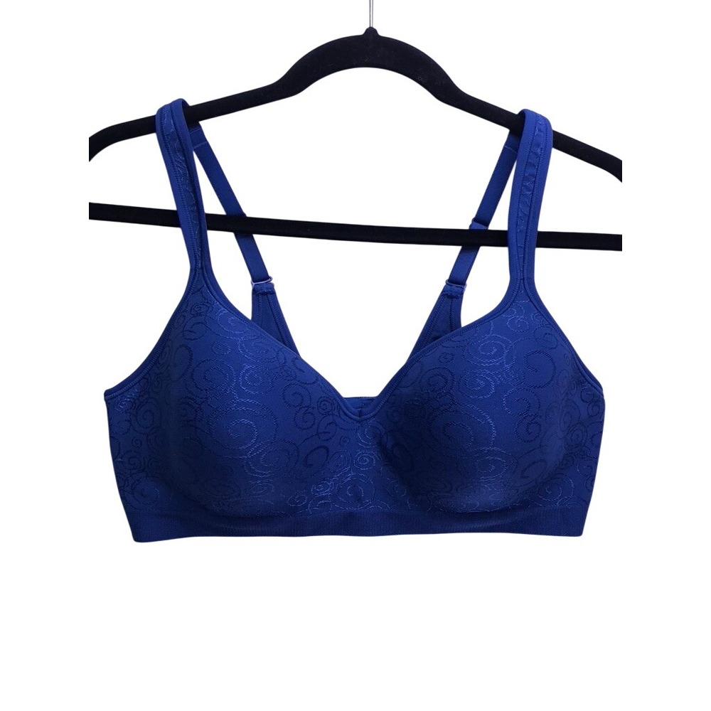 Bali Comfort Revolution Wireless Bra Womens 38C Blue Swirl Jacquard 3463/B540